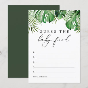 CORA Tropical Baby Food Baby Shower Game Card