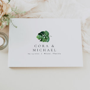 CORA Tropical Beach Palm Leaf  Destination Wedding Guest Book