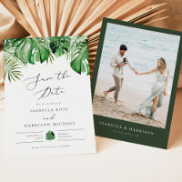 CORA Tropical Beach Palm Leaf Photo Save the Date