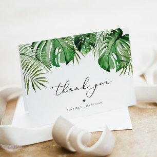 CORA Tropical Beach Palm Leaves Luau Themed Thank You Card