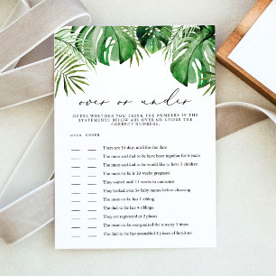 CORA Tropical Over Under Baby Shower Game Card
