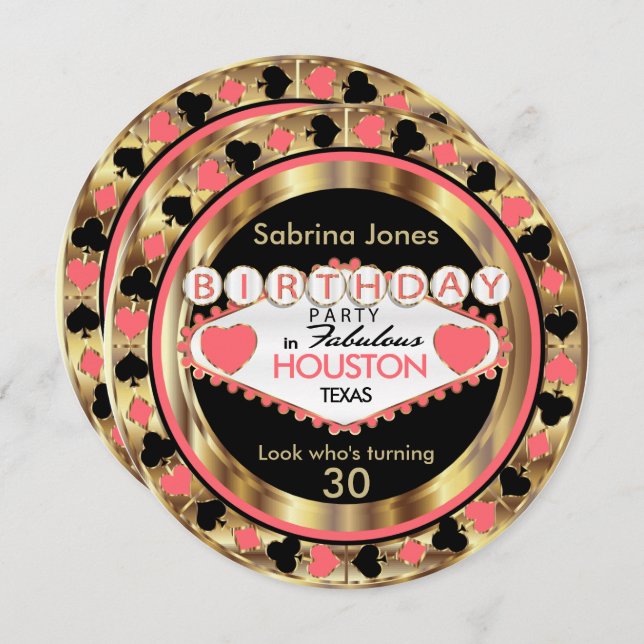 Coral 00th Birthday Party  - DIY City & State Invitation (Front/Back)