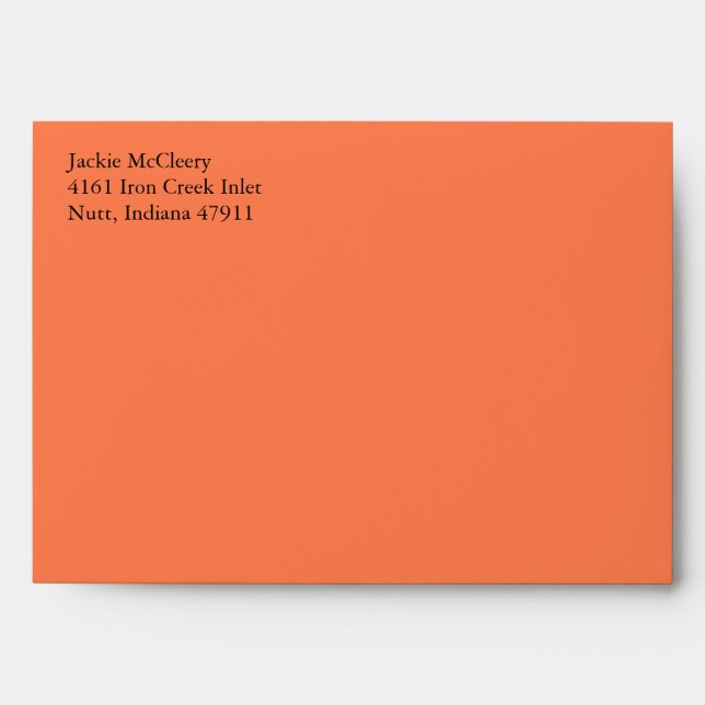 Coral A7 5x7 Custom Pre-addressed Envelopes (Front)