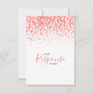 Coral abstract modern art wedding reply RSVP Card