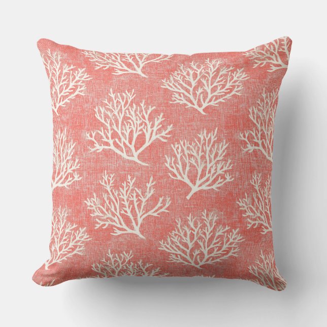 Coral Accent Pillow | Coastal Throw Pillows (Front)