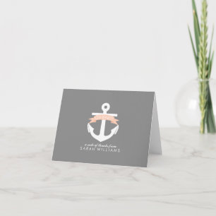 Coral Anchor Nautical Baby Shower Thank You Card
