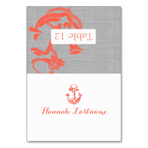 Coral Anchor Seating Card