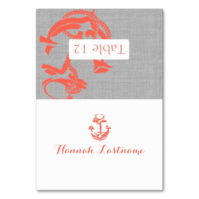 Coral Anchor Seating Card (Front)