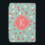 Coral and Aqua Chic Vintage Floral Print Monogram iPad Mini Cover<br><div class="desc">Cute and girly design with a modern vintage floral print pattern,  personalised with your custom monogram name and initial in a chic quatrefoil frame. Click Customise It to change the monogram text fonts and colours to create your own one of a kind design. Adorable and unique gifts!</div>
