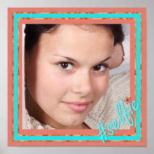 Coral and Aqua Selfie Custom Photo Poster