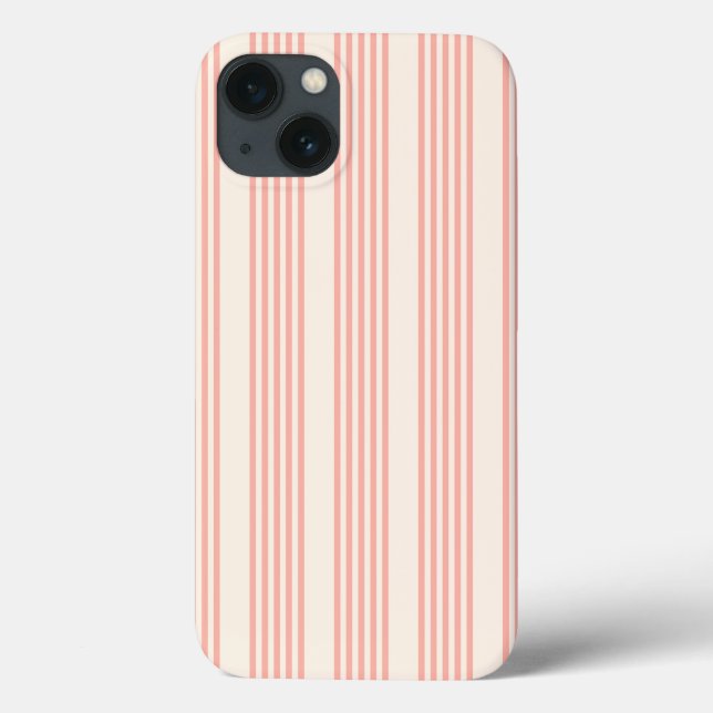 Coral and beige five stripe pattern Case-Mate iPhone case (Back)