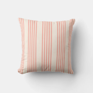Coral and beige five stripe pattern cushion