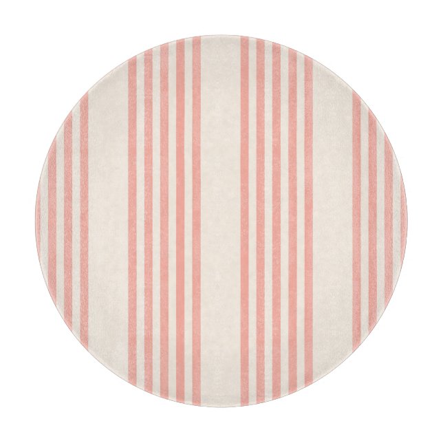 Coral and beige five stripe pattern cutting board (Front)