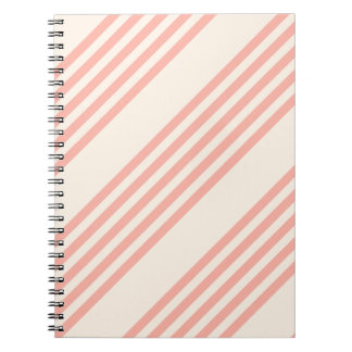 Coral and beige five stripe pattern notebook