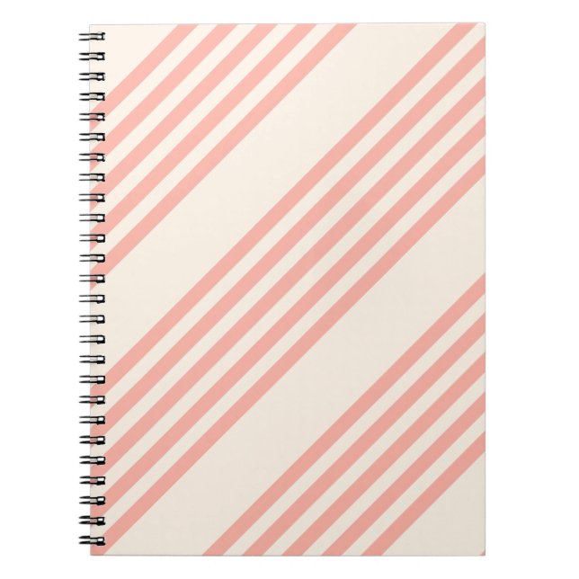 Coral and beige five stripe pattern notebook (Front)
