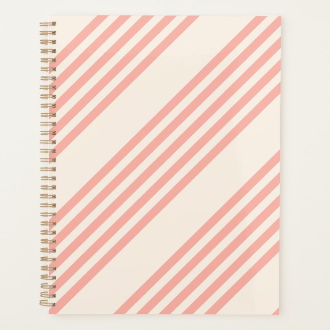 Coral and beige five stripe pattern planner (Front)