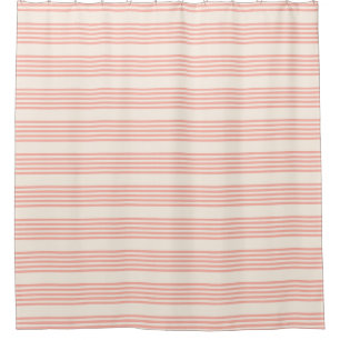 Coral and beige five stripe pattern shower curtain