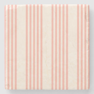 Coral and beige five stripe pattern stone coaster