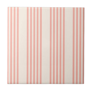Coral and beige five stripe pattern tile