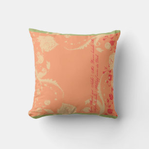 Coral and Beige Modern Trendy Peony Cushion