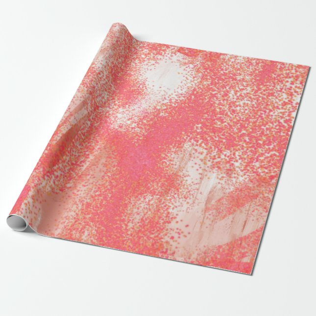 Coral and Beige Splatter  Wrapping Paper (Unrolled)