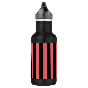 Coral and black candy stripes 532 ml water bottle