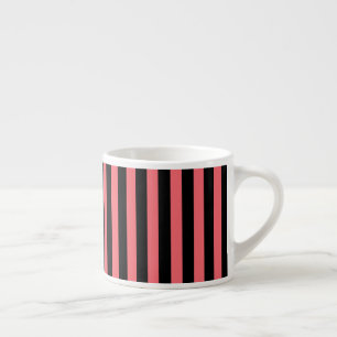 Coral and black candy stripes espresso cup