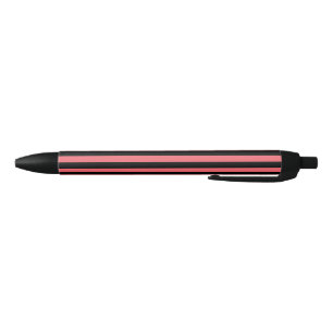 Coral and black candy stripes ink pen