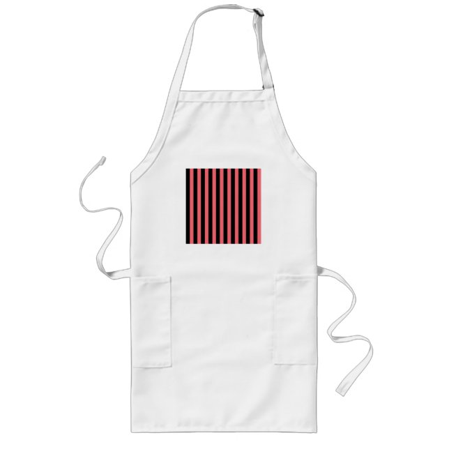 Coral and black candy stripes long apron (Front)