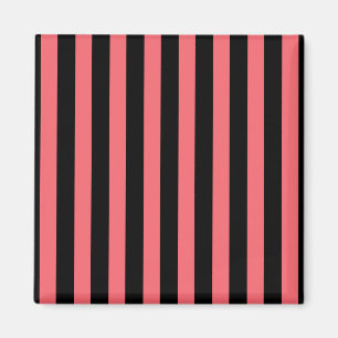 Coral and black candy stripes magnet