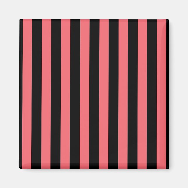 Coral and black candy stripes magnet (Front)