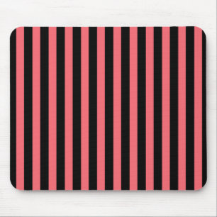 Coral and black candy stripes mouse mat