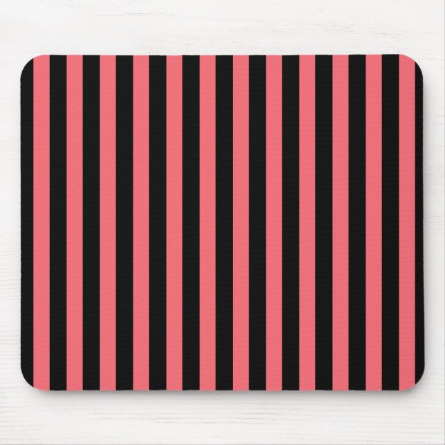 Coral and black candy stripes mouse mat (Front)