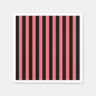Coral and black candy stripes napkin