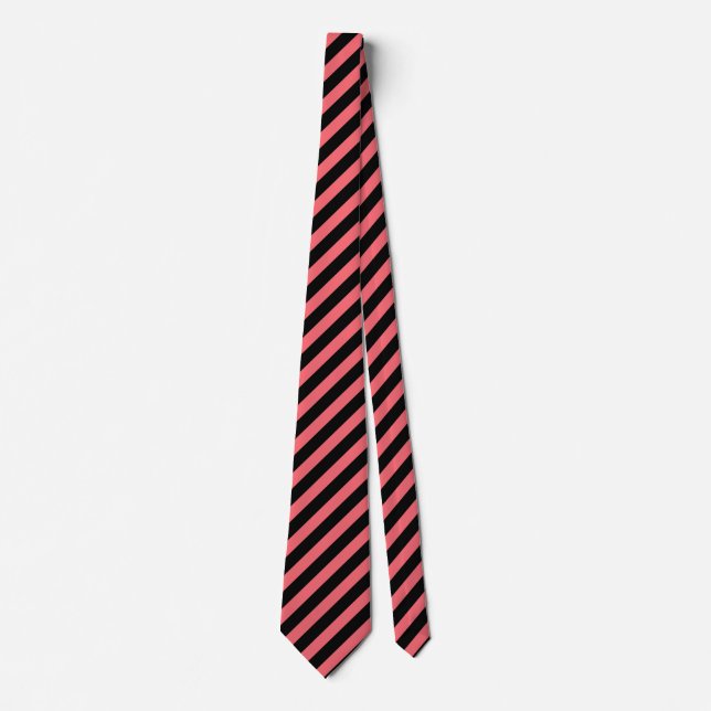 Coral and black candy stripes tie (Front)