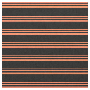 Coral and Black Coloured Pattern of Stripes Fabric