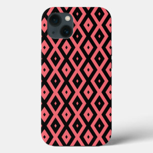 Coral and black diamond pattern Case-Mate iPhone c 13 Case