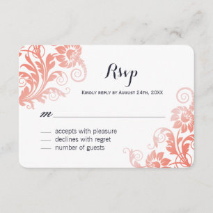 Coral and Blue RSVP Cards