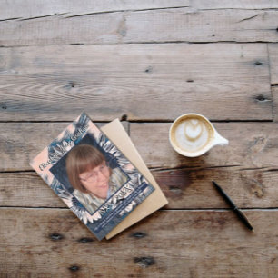 Coral and Blue Sunflower Art   Photo   Funeral Programme