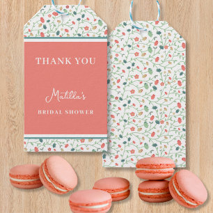 Coral and Blue Wildflowers BRIDAL SHOWER Gift Tags