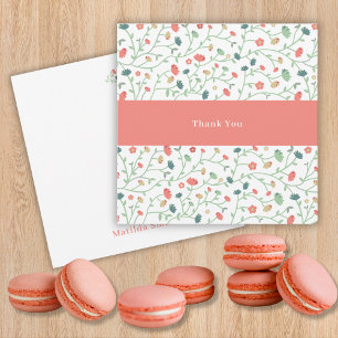 Coral and blue wildflowers  thank you card