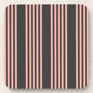Coral and charcoal five stripe pattern coaster