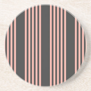 Coral and charcoal five stripe pattern coaster
