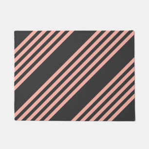 Coral and charcoal five stripe pattern doormat