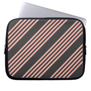Coral and charcoal five stripe pattern laptop sleeve