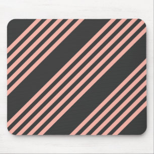 Coral and charcoal five stripe pattern mouse mat
