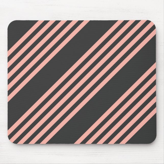 Coral and charcoal five stripe pattern mouse mat (Front)