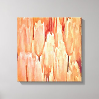 Coral and Desert Mist Tulips Artistic Abstract Canvas Print