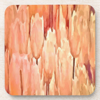 Coral and Desert Mist Tulips Artistic Abstract Coaster