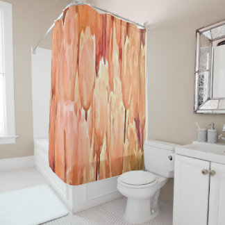 Coral and Desert Mist Tulips Artistic Abstract Shower Curtain